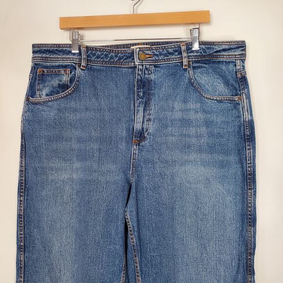 Sezane Le Crop Jeans High Rise Wide Leg Cropped Blue Denim Wash 48 US 16 - Picture 4 of 9